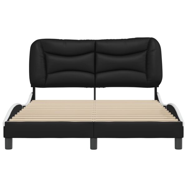 vidaXL Estrutura de cama sem colch&atilde;o Hvar 120x200 couro artif. preto/branco