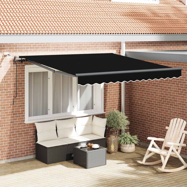 vidaXL Tecido de Toldos com Preto 300 x 250 cm Poli&eacute;ster