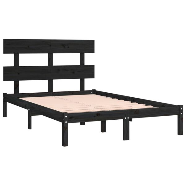 vidaXL Estrutura de cama 200x200 cm madeira maciça preto