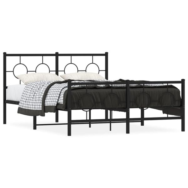 vidaXL Estrutura de cama com cabeceira e p&eacute;s 140x200 cm metal preto