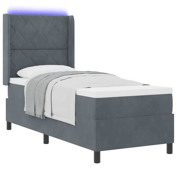 vidaXL Cama Box com colch&atilde;o Cinza Escuro 80 x 200 cm Veludo