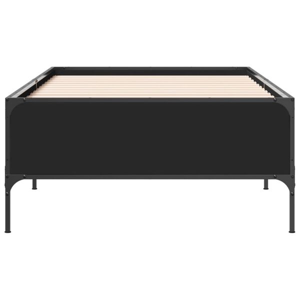 vidaXL Estrutura de cama 75x190 cm derivados de madeira e metal preto