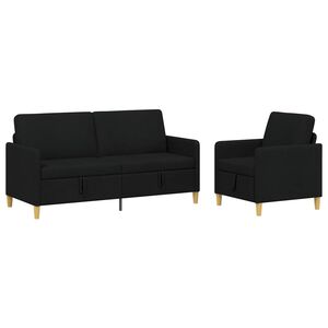 vidaXL Conjunto de Sof&aacute; com Armazenamento 2 unid. Preto Poli&eacute;ster