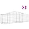 vidaXL Cestos gabi&atilde;o arqueados 9 pcs 200x50x60/80 cm ferro galvanizado