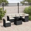 vidaXL 7 pcs conjunto de sof&aacute;s p/ jardim c/ almofad&otilde;es vime PE preto