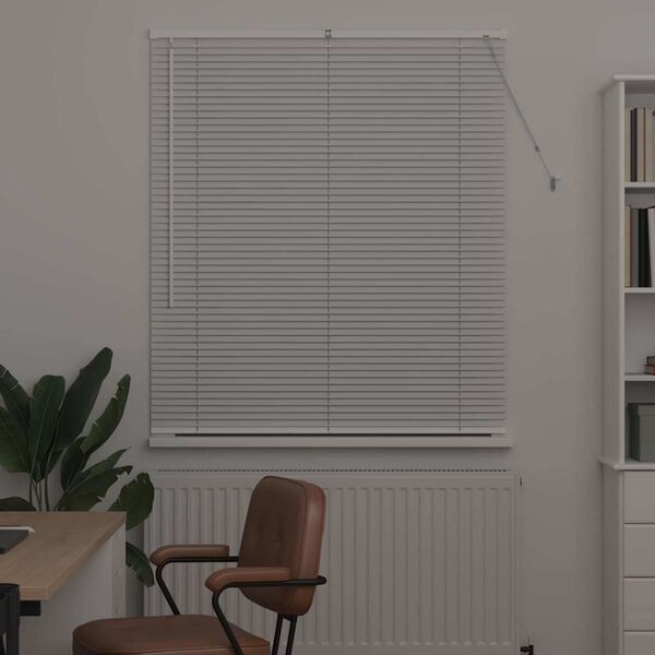 vidaXL Persianas venecianas com cortinas Branco 130 x 120 cm Alum&iacute;nio