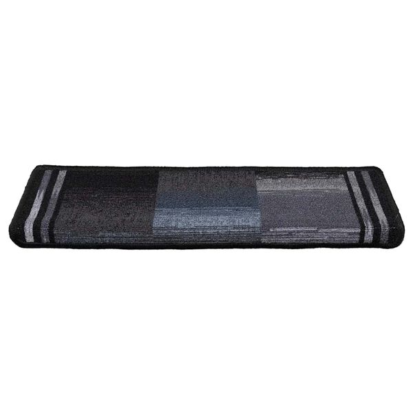 vidaXL Tapetes de escadas adesivos 10 pcs 65x21x4 cm preto e cinzento