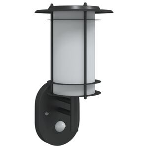 vidaXL Candeeiro de parede p/ exterior com sensor a&ccedil;o inoxid&aacute;vel preto