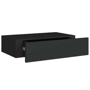 vidaXL Prateleira de parede com gaveta MDF 40x23,5x10 cm preto