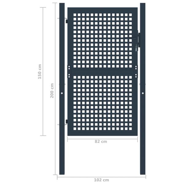 vidaXL Port&atilde;o de veda&ccedil;&atilde;o Antracite 102x150 cm A&ccedil;o