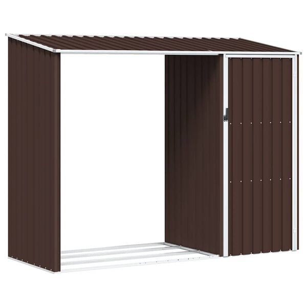 vidaXL Abrigo de lenha p/ jardim 245x98x159cm a&ccedil;o galvanizado castanho