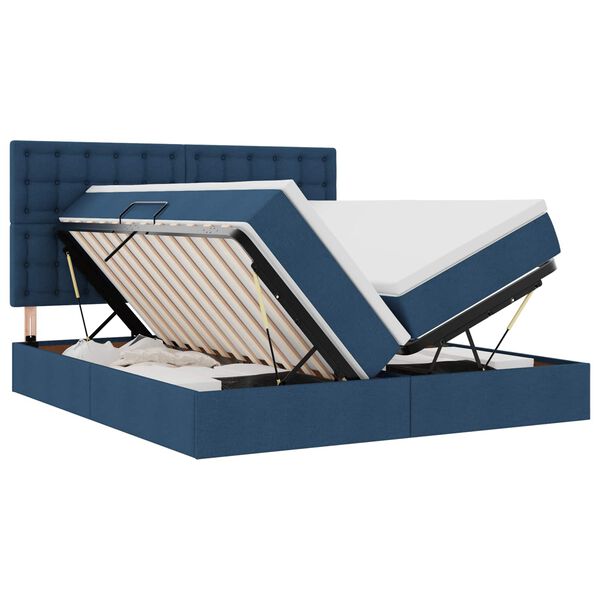 vidaXL Cama com Armazenamento Azul 180 x 200 cm Couro Sint&eacute;tico