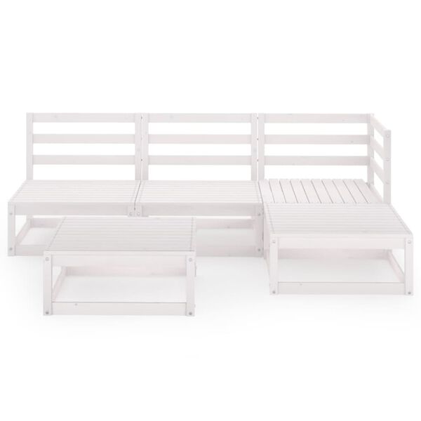 vidaXL 5 pcs conjunto lounge de jardim pinho maci&ccedil;o branco
