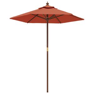 vidaXL Guarda-sol de jardim com poste de madeira 196x231 cm terracota