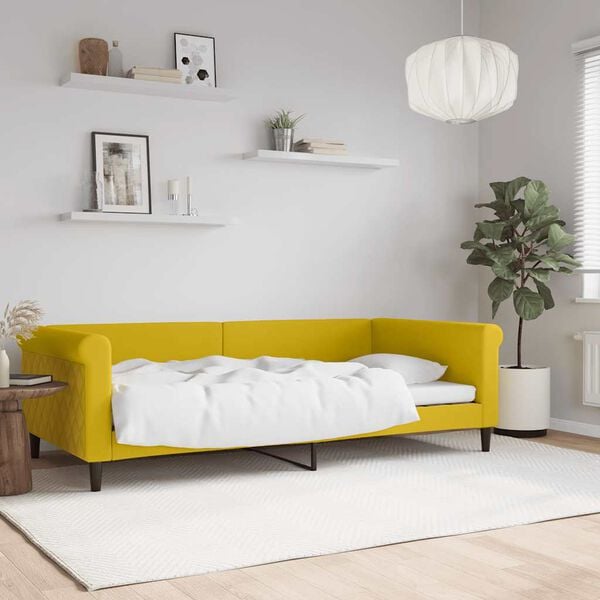 vidaXL Sof&aacute;-cama 100x200 cm veludo amarelo