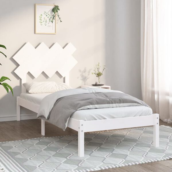 vidaXL Estrutura de cama 90x200 cm madeira maciça branco