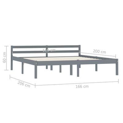 vidaXL Estrutura de cama 160x200 cm madeira pinho maciço cinzento