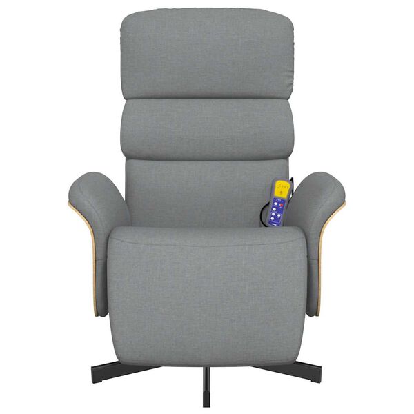 vidaXL Cadeira massagens reclin&aacute;vel c/ apoio de p&eacute;s tecido cinza-claro