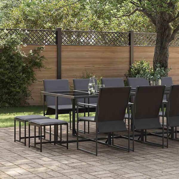 vidaXL Conjunto de Jantar para Jardim 15 pcs Preto A&ccedil;o