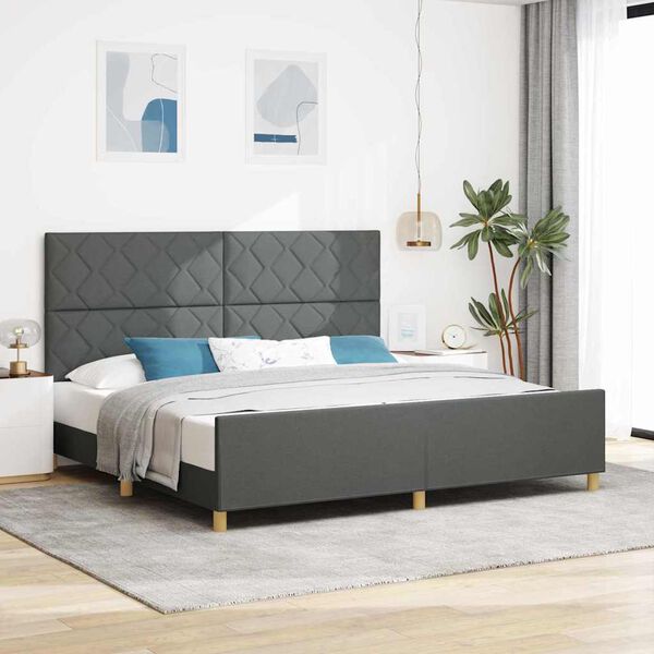 vidaXL Estrutura da Cama Cinzento escuro 200 x 200 cm tecido