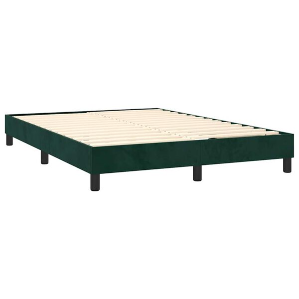 vidaXL Cama com molas/colch&atilde;o 140x200 cm veludo verde-escuro