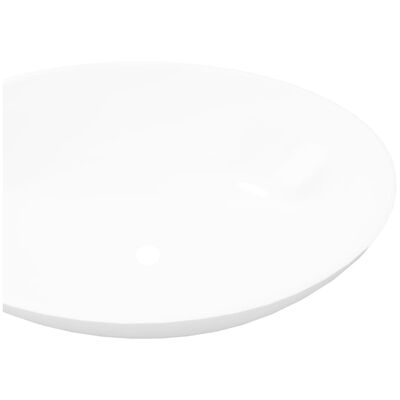 vidaXL Lavatório de luxo em cerâmica oval 40 x 33 cm branco