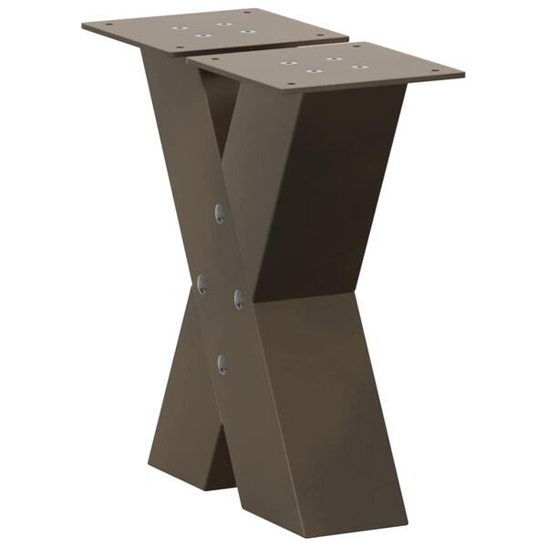 vidaXL P&eacute;s para mesa de centro em formato de X, 2 pe&ccedil;as, a&ccedil;o natural, 30x(30-31) cm, a&ccedil;o