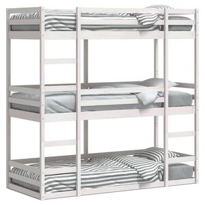 vidaXL Beliche triplo 75x190 cm madeira de pinho maci&ccedil;a branco