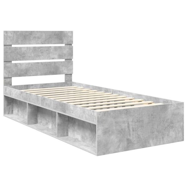 vidaXL Estrutura da Cama com cabeceira Cinza Concreto 90 x 190 cm