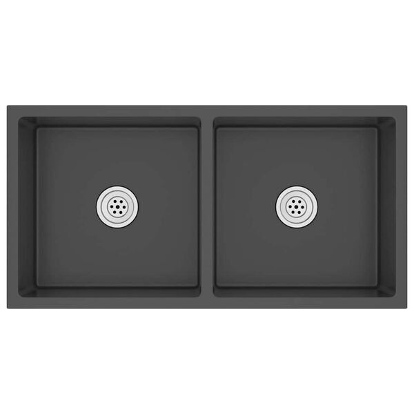 vidaXL Lava-lou&ccedil;a de cozinha artesanal a&ccedil;o inoxid&aacute;vel preto