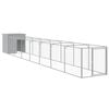 vidaXL Casota c&atilde;es c/ parque 110x813x110 cm a&ccedil;o galvaniz. cinza-claro