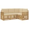 vidaXL Conjunto de Sof&aacute;s para Exterior 4 unid. Branco e Bege Poli&eacute;ster