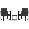 vidaXL 3 pcs conjunto lounge de jardim c/ almofad&otilde;es vime PE preto