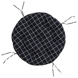 vidaXL Almofad&atilde;o redondo &Oslash; 60 x11 cm tecido oxford xadrez preto