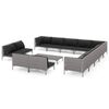 vidaXL 14 pcs conj. lounge jardim c/ almofad&otilde;es vime PE cinza-escuro