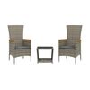 vidaXL 3 pcs conjunto de jantar p/ jardim c/ almofad&otilde;es vime PE cinza