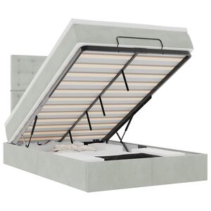 vidaXL Estrutura de cama otomana com colch&otilde;es cinza claro Veludo