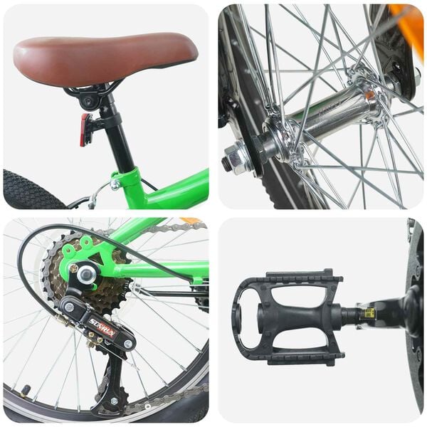 vidaXL Kids Mountain Bike 20 Polegadas 6-Speed para 5-8 anos Verde