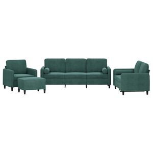 vidaXL 4 pcs conjunto de sof&aacute;s com almofadas veludo verde-escuro
