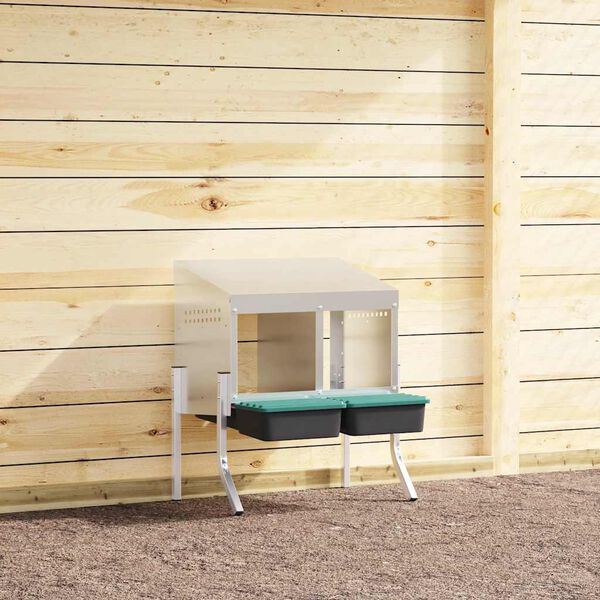 vidaXL Caixa de nidificação para galinhas com 2 compartimentos e pernas em aço galvanizado