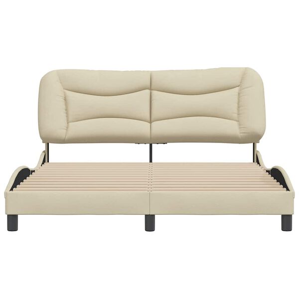 vidaXL Estrutura de cama sem colch&atilde;o Hvar 160x200 cm tecido cor creme