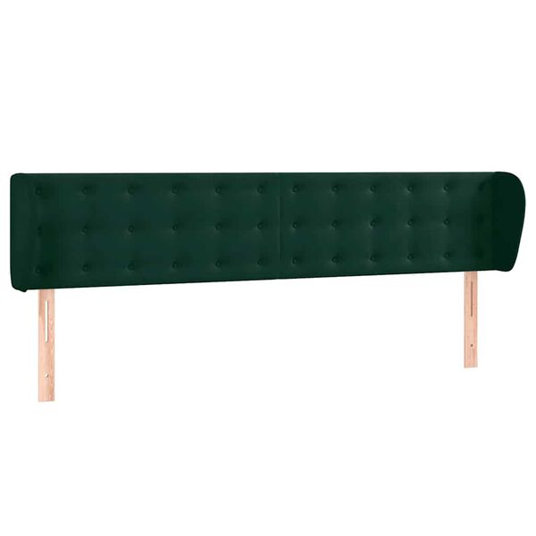 vidaXL Cabeceira de cama c/ abas veludo 183x23x78/88cm verde-escuro