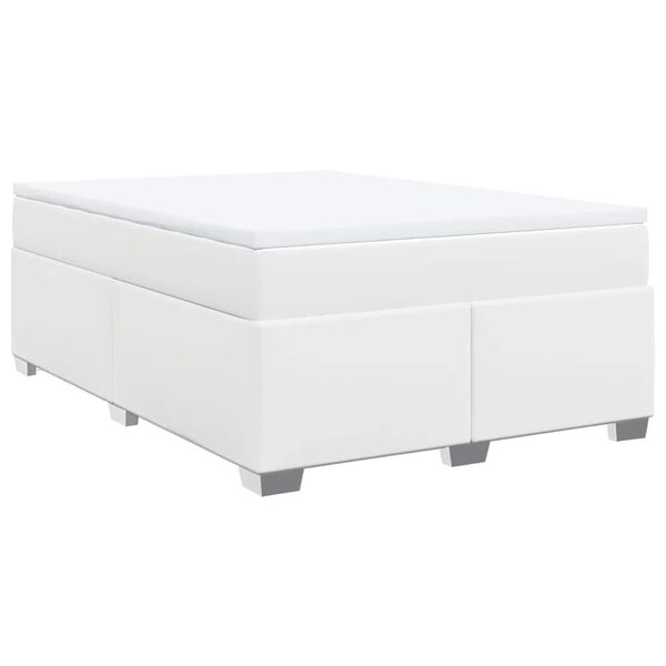 vidaXL Cama com molas/colch&atilde;o 160x200 cm couro artificial branco
