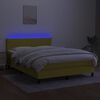 vidaXL Cama box spring c/ colch&atilde;o e LED 140x190 cm tecido verde