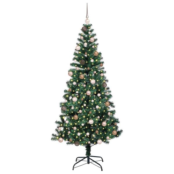 vidaXL &Aacute;rvore de Natal Artificial Pr&eacute;-iluminada Verde 210 cm