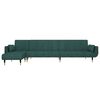 vidaXL Sof&aacute;-cama em forma de L 275x140x70 cm veludo verde-escuro