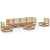 vidaXL 7 pcs conjunto lounge de jardim pinho maci&ccedil;o castanho mel
