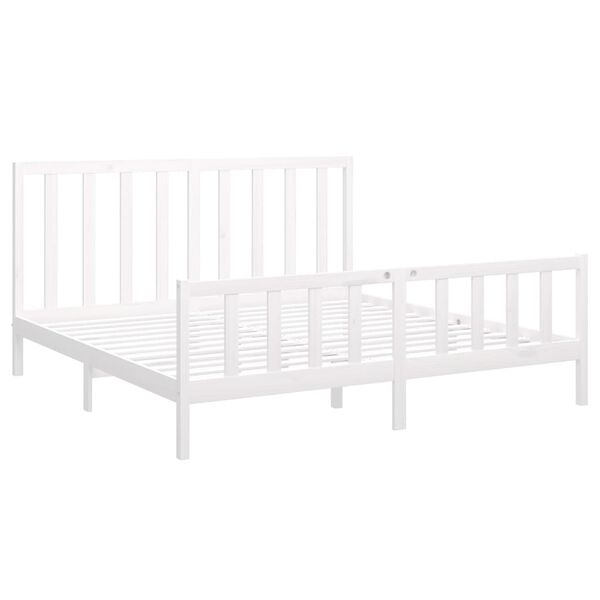 vidaXL Cama sem colch&atilde;o 200x200 cm madeira de pinho maci&ccedil;a branco