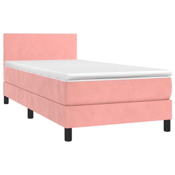 vidaXL Cama com molas/colch&atilde;o 80x200 cm veludo rosa