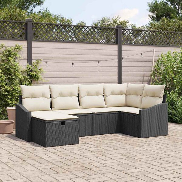 vidaXL Conjunto de Sof&aacute; de Jardim 6 pcs Preto 55 x 62 x 69 cm